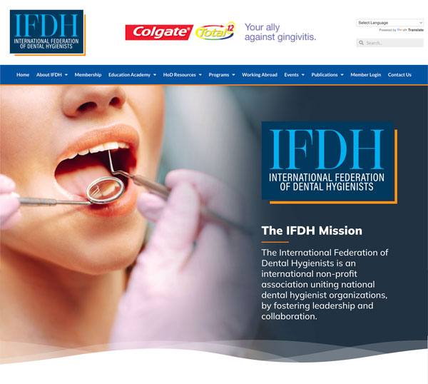 Screen shot of new IFDH web site